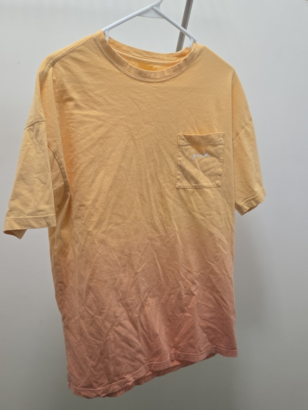 PINK Victoria's Secret Yellow to Peach Gradient Pocket Sleep SHIRT